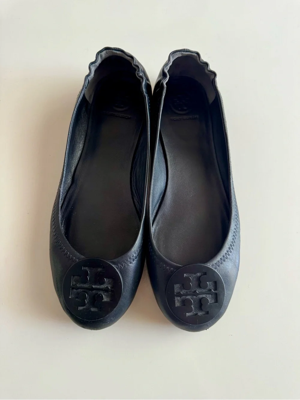 Tory Burch Navy Leather Women's Ballet Flats